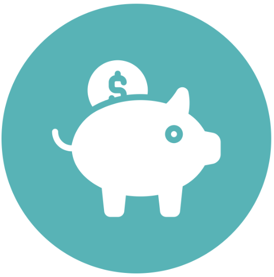 Education Financing icon of a piggy bank with coin